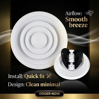 Diffuseurs circulaires modernes en aluminium avec amortisseurs en plastique, diffuseurs d'air de plafond et aérateurs de tuyaux réglables