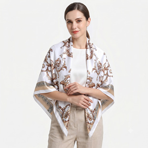 Écharpe longue carrée en polyester, imitation soie, imprimée, polyvalente, pour le cou, serviette de plage pour le printemps et le quotidien - Product Image 1