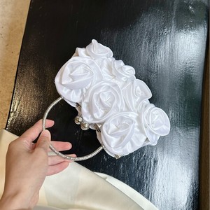 High-end Satin Double-sided Rose Bridal Dinner <b>Square</b> Magnetic Closure Bag Rich Girl Ladylike Cheongsam Dress Tanjing - Product Image 4