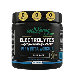 WellSpring - Polvo Electrolítico Sin Azúcar, Sabor Frambuesa Azul, con Potasio, Magnesio, Calcio y Minerales Traza, 100 Porciones, <span class=keywords><strong>Pre</strong></span> e Intra Entrenamiento - Product Image 1