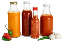Bouteille en verre transparente pour sauce chili piquante de qualité alimentaire avec bouchon en plastique 350 ml 250