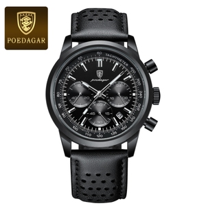 <span class=keywords><strong>Montre</strong></span> à quartz de luxe pour homme <span class=keywords><strong>POEDAGAR</strong></span> 921, 3 cadrans, chronographe lumineux, <span class=keywords><strong>montre</strong></span>-bracelet de style business, bracelet en caoutchouc élégant, calendrier en cuir - Product Image 4