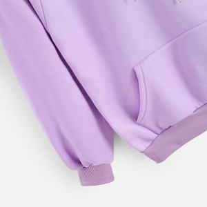 High Quality 100% Polyester for <b>Purple</b> Hoodie with Drop Shoulder for Girls for Winter - Product Image 3