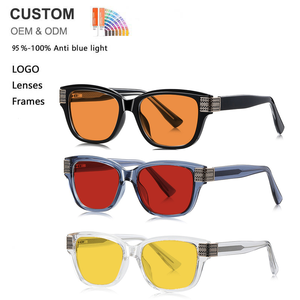 Firstsense cá nhân khung dày TR Pin ống kính màu cam phong cách retro Khung ánh <span class=keywords><strong>s</strong></span>áng chống xanh cao cấp châu Âu và Mỹ - Product Image 1