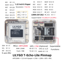 [Venta al por Mayor Personalizada] Terminal IoT LILYGO T-Echo Lite NRF52840+LoRa+Pantalla de Papel Electrónico de 1.22 Pulgadas, GPS/IMU de 9 Ejes Opcionales, Compatible con Carga Solar