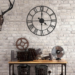 Nero Interno Silenzioso Funzionamento a Batteria in Metallo Orologio Decorativo, Industriale Europea <span class=keywords><strong>Vintage</strong></span> Grande Orologio <span class=keywords><strong>da</strong></span> <span class=keywords><strong>Parete</strong></span> in Ferro Battuto - Product Image 5