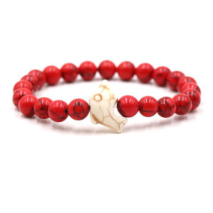 Creativo forma di delfino occhio di tigre perline di pietra braccialetto corda elastica regolabile delfino braccialetto di perline turchese naturale - Product Image 1