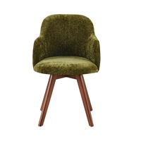 Fauteuil individuel moderne vert olive avec structure en bois, confortable et idéal pour la maison, le salon, la salle à manger ou l'hôtel