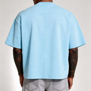 T-shirt da <span class=keywords><strong>uomo</strong></span> oversize di lusso, taglio cropped, in cotone 100% pesante 280g, tinta unita, traspirante, anti-restringimento, vestibilità squadrata - Product Image 2