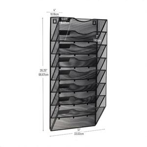 Metal Office Wall Mount Wall <b>File</b> Organizer 8 Pocket Hanging <b>Document</b> Rack - Product Image 3