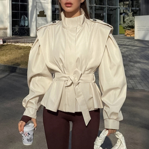 Jxwatcher – <span class=keywords><strong>Trench</strong></span>-coat élégant <span class=keywords><strong>et</strong></span> luxueux pour femme, coupe courte, coupe-vent, manches longues, fermeture polyester, idéal automne-printemps - Product Image 1