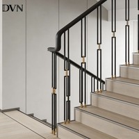 Balustre en fer forgé noir thermolaqué DVN, creux, 1/2*44 pouces, pour garde-corps intérieur, avec poteaux rectangulaires en métal, balustrade métallique