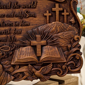 Placa de Madera con Versículo Bíblico Juan 3:16, Decoración Cristiana para Iglesia, Hogar, Sala de Oración, Regalo - Product Image 6