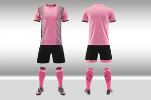 Maillot de football pour hommes en gros usine 2026, shorts et chaussettes personnalisés, 100 % polyester, impression par transfert thermique, col ras du cou, blocs de couleur - Product Image 4