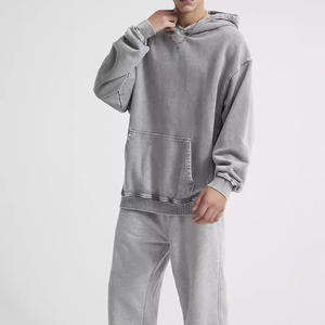 Felpa Oversize Vintage da Uomo, Lavaggio Acido Blu, Spessa con Fodera in Pelliccia Termolite, Design con Cuciture di Marca, Felpa Larga Importata - Product Image 3