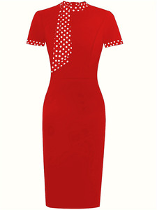 <span class=keywords><strong>Abito</strong></span> aderente a <span class=keywords><strong>pois</strong></span> elegante con fiocco da donna <span class=keywords><strong>abito</strong></span> lungo Custom OEM ODM estate ultimo Design elegante - Product Image 2
