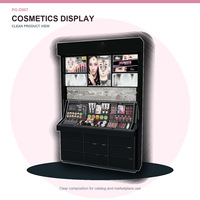 Exhibidor de Maquillaje Personalizado con Estantes Iluminados, Mostrador de Pruebas y Almacenamiento con Cajones para Tiendas de Cosméticos
