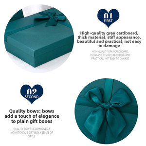 Factory Direct Rectangle Dark <strong>Green</strong> Reusable <strong>Gift</strong> Box with Bow Ribbon Heaven and Earth Cover Elegant Packaging for <strong>Gifts</strong> - Product Image 4