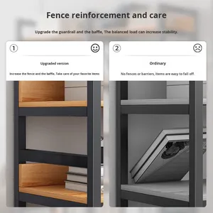 Estantería Minimalista de Madera para Libros, Apta para Salas de Estar, Elegante Combinación de Madera y Acero - Product Image 4