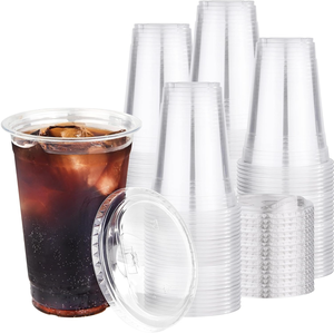 Bicchieri Monouso in PET Trasparente 8-24oz per Bevande Fredde con Coperchi e Cannucce Senza BPA per Caffè Freddo, Frullati, Bubble Tea - Product Image 3