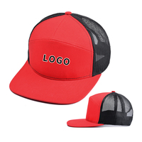 Haute qualité personnalisé 7 panneaux plaine bord plat Sport Snapback casquettes maille camionneur chapeau casquette de baseball