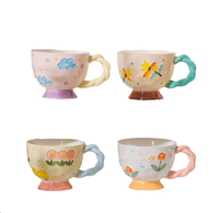 Tasse de petit déjeuner en céramique de grande capacité peinte à la main en relief lavable au lave-vaisselle dessin animé créatif mignon Western chaud pour café au lait