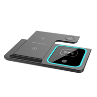Station de charge sans fil pliable 3 en 1 pour ordinateur de bureau, chargeur sans fil rapide, adaptateur de station d'accueil de voyage et lumière pour iPhone, iWatch et écouteurs