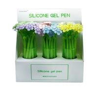 Stylo gel créatif en forme de feuille de tournesol porte-bonheur de dessin animé, stylo signature en forme de fleur musicale, encre scintillante, plastique, métal, bambou, 0,5 mm