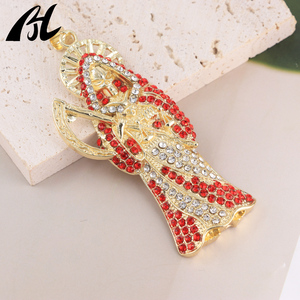 Nuevo Dije del Ángel de la Muerte con Aureola Pequeña y Diamantes, Bañado en Oro Amarillo de 18K, Joyería de la Santa Muerte la Parca para Ocasiones de Fiesta - Product Image 5