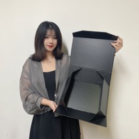 Grande Boîte Cadeau Haute Qualité avec Couvercle et Base Personnalisés pour Robe de Mariée, en Carton Noir, Emballage Supérieur et Inférieur