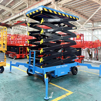 Plateforme élévatrice à ciseaux semi-automatique manuelle remorquable sur batterie, grande taille (4m-12m), capacité 500kg, certifiée CE, en acier haute résistance pour