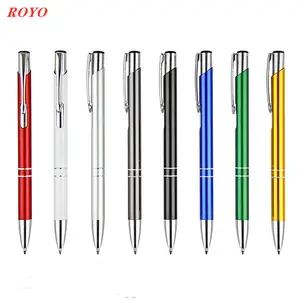 Fabriek Levering Mooie Multicolor Goedkope Relatiegeschenk Pennen Balpennen Aangepaste Metalen Pennen Balpen Met Laser Logo