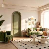 Porte intérieure cintrée sur mesure en HDF/MDF, couleur Morandi, laquée, insonorisée, finition bois, pour villa, appartement, chambre