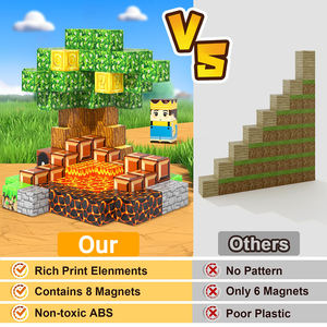 Cubes de construction magnétiques en plastique, jeux pour enfants, jouets en cubes, aventure dans le royaume et le <span class=keywords><strong>monde</strong></span> de la lave, jouets STEM de 1 pouce, cadeaux d'anniversaire - Product Image 2