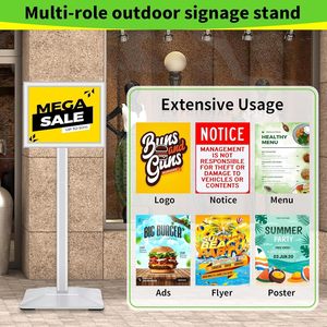 PENGLONG Espositore da Terra Moderno in Metallo Resistente, Supporto Regolabile per Cartelli 11x17 Pollici A3/A4 Nero per Pubblicità in Negozi/Caffè - Product Image 6