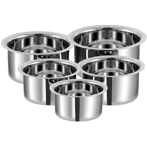 Juego de ollas de acero inoxidable con múltiples ollas apilables, base gruesa y construcción duradera, perfecto para cocinar currys. - Product Image 5