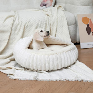 Luxus Cord Donut Hunde bett für Indoor Small Puppy Kitten Hund Katzen bett mit Decke befestigt Soft Plüsch Gemütliche Hunde höhle Betten - Product Image 4