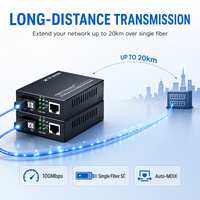 Convertidor de Fibra Óptica ZTRS 10/100M Monomodo SC 20km RJ45 Ethernet a Fibra Óptica para Cámaras IP CCTV