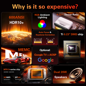 Proyector de Tiro Ultra Corto Toumei <span class=keywords><strong>S1</strong></span>, Compatible con 4K/1080P, Proyector DLP con Enfoque Automático, Altavoces Integrados, Proyector Android para Cine en Casa - Product Image 4