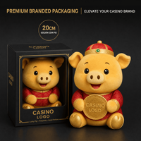 Peluche personnalisée avec logo de la marque Casino Golden Coin Pig, personnage en peluche sur mesure, cadeau promotionnel de Noël ODM