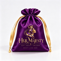 Sac à poussière personnalisé en satin de soie avec cordon de serrage et logo, pochette de rangement douce pour perruques, sacs à main et emballages cosmétiques