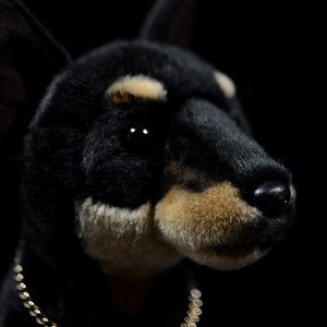 Animal de peluche de <span class=keywords><strong>Doberman</strong></span> personalizado, juguete de vida Real, perro cachorro sentado, Animal de peluche, OEM y ODM - Product Image 5