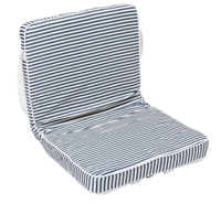 Chaise pliante de plage à rayures bleues personnalisées, coussin épais rembourré, résistant à l'eau, siège inclinable réglable, structure en fer