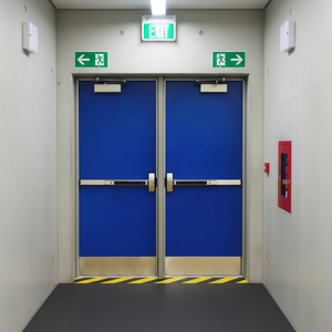 <span class=keywords><strong>Porte</strong></span> coupe-feu en acier à double battant certifiée UL CE, en acier galvanisé <span class=keywords><strong>de</strong></span> 0,8 mm, épaisseur <span class=keywords><strong>de</strong></span> 45 mm, résistance au feu <span class=keywords><strong>de</strong></span> <span class=keywords><strong>90</strong></span> minutes, avec barre <span class=keywords><strong>de</strong></span> poussée - Product Image 1