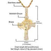 Pendentif Couronne Épine de Luxe Entièrement Micro-Pavé de Zircons, Base en Cuivre, Ornement de Cou Tendance, Cadeau, En Stock, Vente en Gros