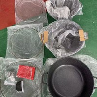 Ensemble de 6 casseroles en aluminium 36-40-44 cm avec revêtement antiadhésif en pierre médicale, couvercle en verre, compatible avec les cuisinières à gaz