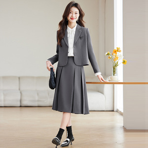 Women's Suit Set Midi Skirt Full Sleeve Polyester Anti-Wrinkle Office Lady Style - Product Image 2