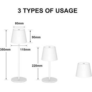 Lampada da Tavolo in Plastica Antela con Controllo Touch LED, 3000K 4000K 5000K, Ricaricabile a Batteria, Paralume Bianco, Design Minimalista - Product Image 6