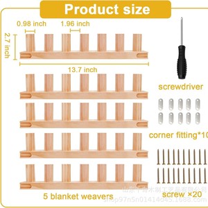 Wooden Knitting Loom <b>Kit</b> Adjustable Size For <b>DIY</b> Blanket Scarf Home Use Natural Wood Color Simple Style - Product Image 2