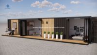 Maison de conteneur d'expédition préfabriquée de luxe de 40 pieds avec deux chambres, maison préfabriquée, intérieur de maison en bois, bâtiment de luxe